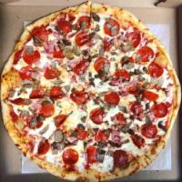 Meat Lover's Pizza · Mozzarella cheese, Meatballs, Pepperoni, Sausage and Bacon.