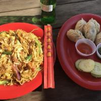 Chow Mein · Stir-fried noodle. Chow mien: 

Yakisoba noodles stir fried with fresh garlic, ginger, onion...