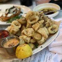 Fried Calamari & Zucchini · Calabria Aioli, Arrabbiata, Charred Lemon