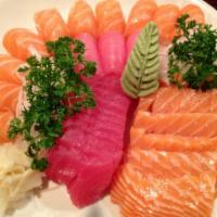 Salmon Sashimi · Ray-finned piece of fish.