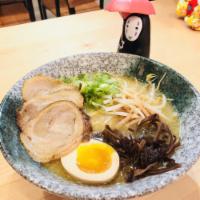 Tanaka Combo Ramen · Pork and Chicken broth: pork chashu, kikurage, spicy bean sprouts, green onion, half-seasone...