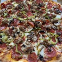 Monza Pizza · A combination of pepperoni, mushrooms, bell pepper and Italian sausage.