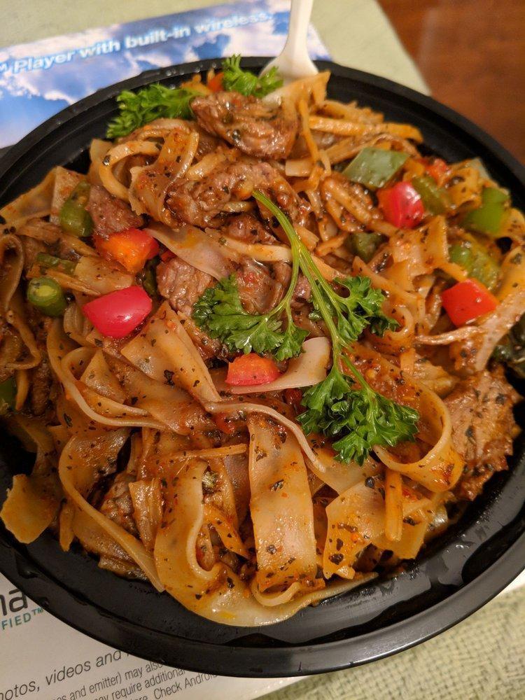 Drunken Noodles · Served with choice of protein. Spicy.