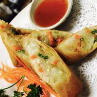 Harumaki Spring Rolls · Crispy spring roll sauteed with mixed vegetables. Served with sweet chili sauce. 