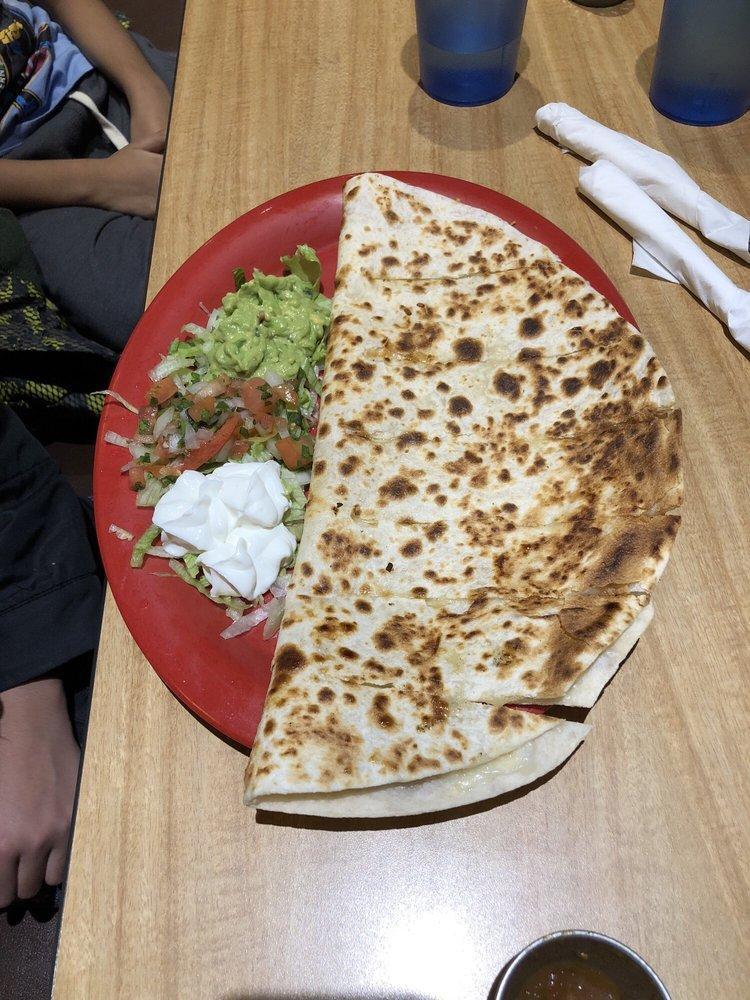 Cheese Quesadilla · Served with guacamole, pico de gallo and sour cream on the side with chips.