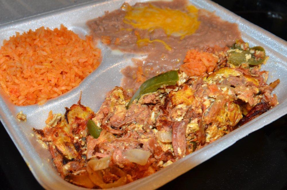 Machaca · Mixture of Shredded beef, tomato, onion, bell peppers