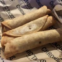 Taquitos · 3 hand-rolled corn tortillas filled with your choice of chicken, beef, or carnitas then deep...