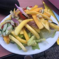 Mango Salad · Mango, onion, romaine lettuce, peanuts and cherry tomatoes with Thai vinaigrette.
