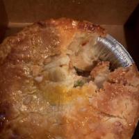 Chicken Pot Pie · Made from scratch with hand rolled pie crust and slow cooked chicken. Individual serving siz...