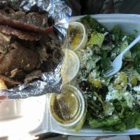 Gyro Salad · Choice of beef or lamb gyro meat or chicken gyro, chopped & served over romaine lettuce, tom...