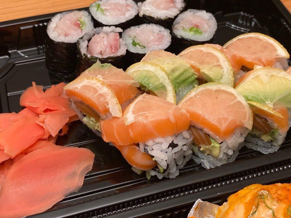 Double Salmon Roll · 8 pieces. Salmon, avocado, cucumber, topped with salmon, and avocado. Gluten free.