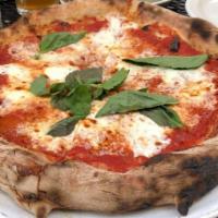 Margherita Pizza · Served with tomato sauce, fresh mozzarella, and basil.