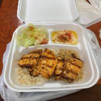 Chicken Kabob Plate · Grilled chicken breast with garlic sauce.