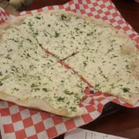 Cheese Flatbread · Mixture of cheeses including mozzarella, provolone, Romano and Parmesan. Vegetarian.