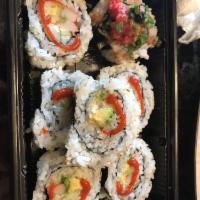 California Roll · Made with avocado, crab, cucumber, and mayo.
