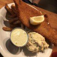 Fried Haddock Plate · Served with tartar and a choice of two sides.