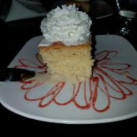 Tres Leches · Sponge cake soaked with 3 kinds of milk.