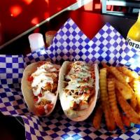 Hot Chicken Tacos Plate · Crispy hot chicken, house made pico, Big Shake's jalapeno creme fraiche and cheese on a flou...