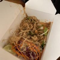 Pad Thai · Stir-fried rice noodle with egg, bean sprout, green onion in our grandpa’s pad Thai sauce to...