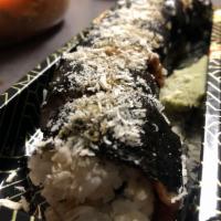 Crunchy Dragon Roll · Eel, Fish roe, Tempura flake top on California roll