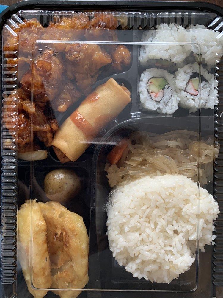 Chicken Teriyaki Bento · Served with 4 pieces sushi rolls, rice, Shrimp tempura and egg roll. Please tell us if you do not like any of these. Choose a sub