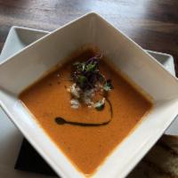 Roasted Red Pepper Crab Bisque · 