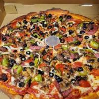 Royal Supreme Pizza · Marinara sauce, mozzarella cheese, salami, pepperoni, Italian sausage, ground beef, mushroom...