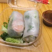 Shrimp Summer Roll · Steamed shrimp with mixed vegetables mints  noodles wrapped in a rice paper served with tama...