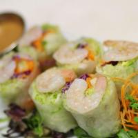 Fresh Summer Rolls · Lettuce, carrots, cucumber and rice noodles wrapped in fresh rice paper. Served with peanut ...