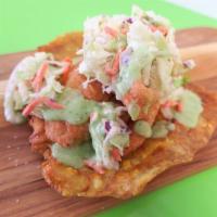 Fish Megaton · Fennel coleslaw, salsa verde and fresh cilantro.
me•ga•ton (noun): A really really big crisp...