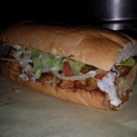 Khan Sandwich · Tandoori chicken, mozzarella cheese, lettuce, tomato, onions, jalapenos and mayonnaise. Serv...