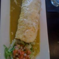 Chile Verde Burrito · Burrito with signature slow-cooked chile verde pork, melted cheese, seasoned rice and refrie...