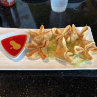 6 Spinach Cheese Wontons · Extra crispy wontons filled with crab meat, with spinach in a cream cheese base.