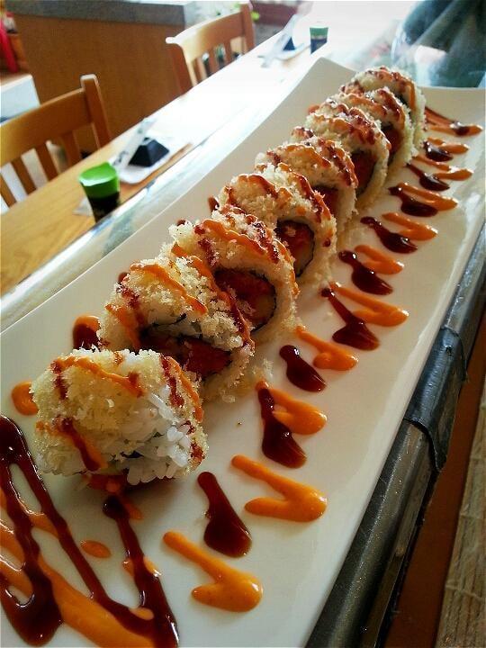 Crunch Roll · Spicy tuna, crab, cucumber, topping crunch, spicy mayo and eel sauce.