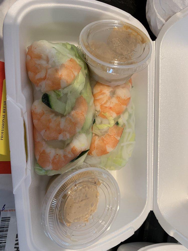 Summer Roll · Choice of protein with lettuce, cucumbers and rice noodles in rice paper wrapping. Peanut sauce on the side. 