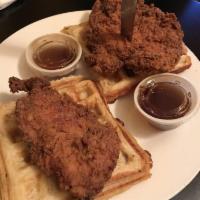Chicken and Waffle Sliders · 2 cinnamon roll waffles with our double dipped fried chicken breast.