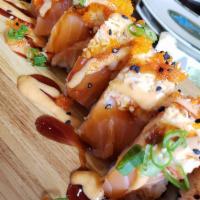 Floresta Roll · In: Shrimp Tempura, Cucumber
Out: Salmon, Spicy Crab, Scallion, Masago, Sesame Seeds
Sauce: ...