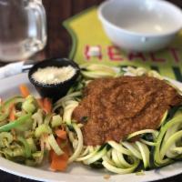 Chicago Pasta · Zucchini shaped pasta with turkey bologna. Includes your choice of 2 sides.