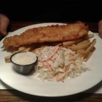 Fish and Chips · Tender scrod fillet, lightly battered and lightly fried, served with french fries, coleslaw,...