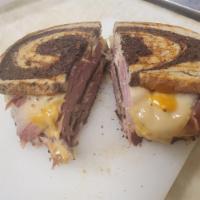 Reuben · Special order NY pastrami, Swiss, Thousand Island, sauerkraut, pressed and toasted on jewish...