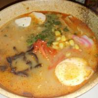 Spicy Miso Ramen · Our	tonkotsu	broth infused with miso-flavored wavy noodle soup topped with marinated chashu ...