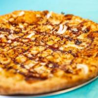 BBQ Chicken Pizza · BBQ sauce, chicken breast, cheddar and onions. 