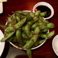 Garlic Edamame · Sauteed soy bean with garlic soy sauce. 