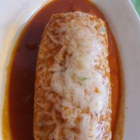 Burrito Mojado · Served with choice of meat, rice, beans, cilantro and onions. Covered with choice of sauce a...