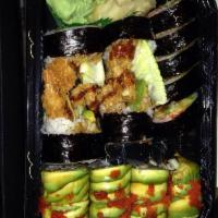 Shrimp Tempura Roll · Shrimp tempura, cucumber, avocado, lettuce and tobiko.