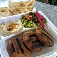 Kobee Barbecue · 3 pieces with salad and hummus.