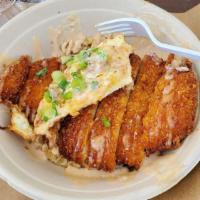 Katsu · Deep fried crispy cutlet chicken or pork.