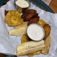 Combo Caribe · Yuca frita, maduros, and tostones.