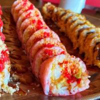 Las Vegas Roll · Spicy crab, spicy tuna with cream cheese inside, deep-fried with spicy mayo and eel sauce.