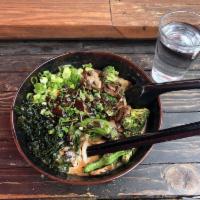 Hostile Takeover · Rice noodles in a soy+mushroom kombu broth, bulgogi grilled beef, broccoli, mushroom, bean s...